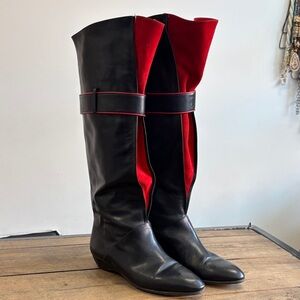 Elegant Black and Red Over the Knee MONTEBELLO Boots